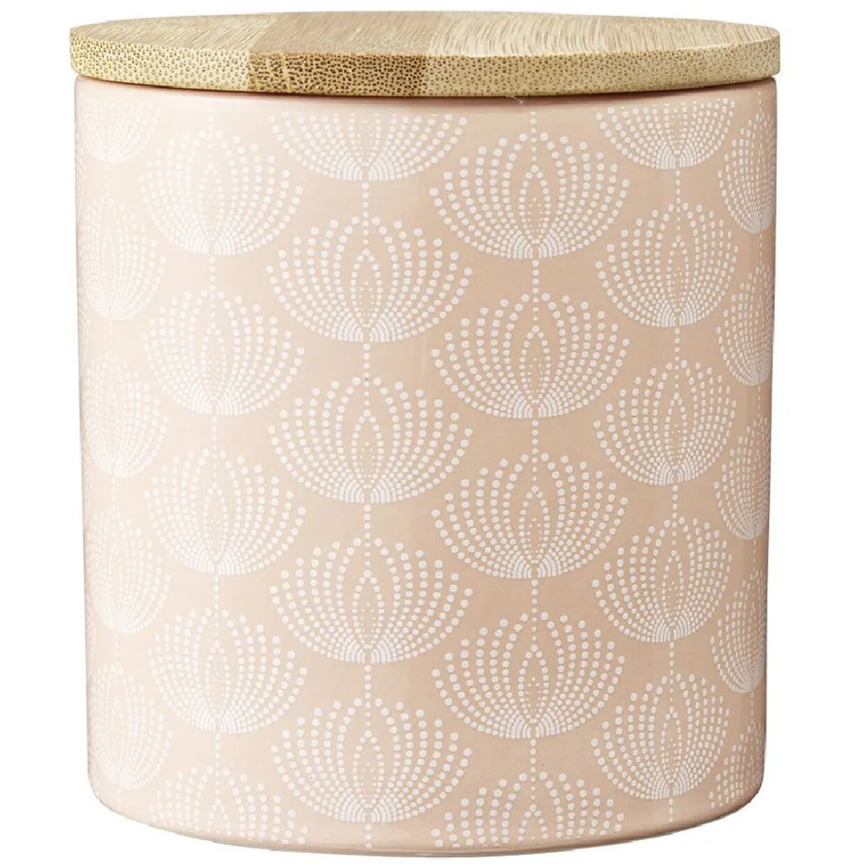 Pot en céramique à motif rose avec couvercle en bois H10,5 cm