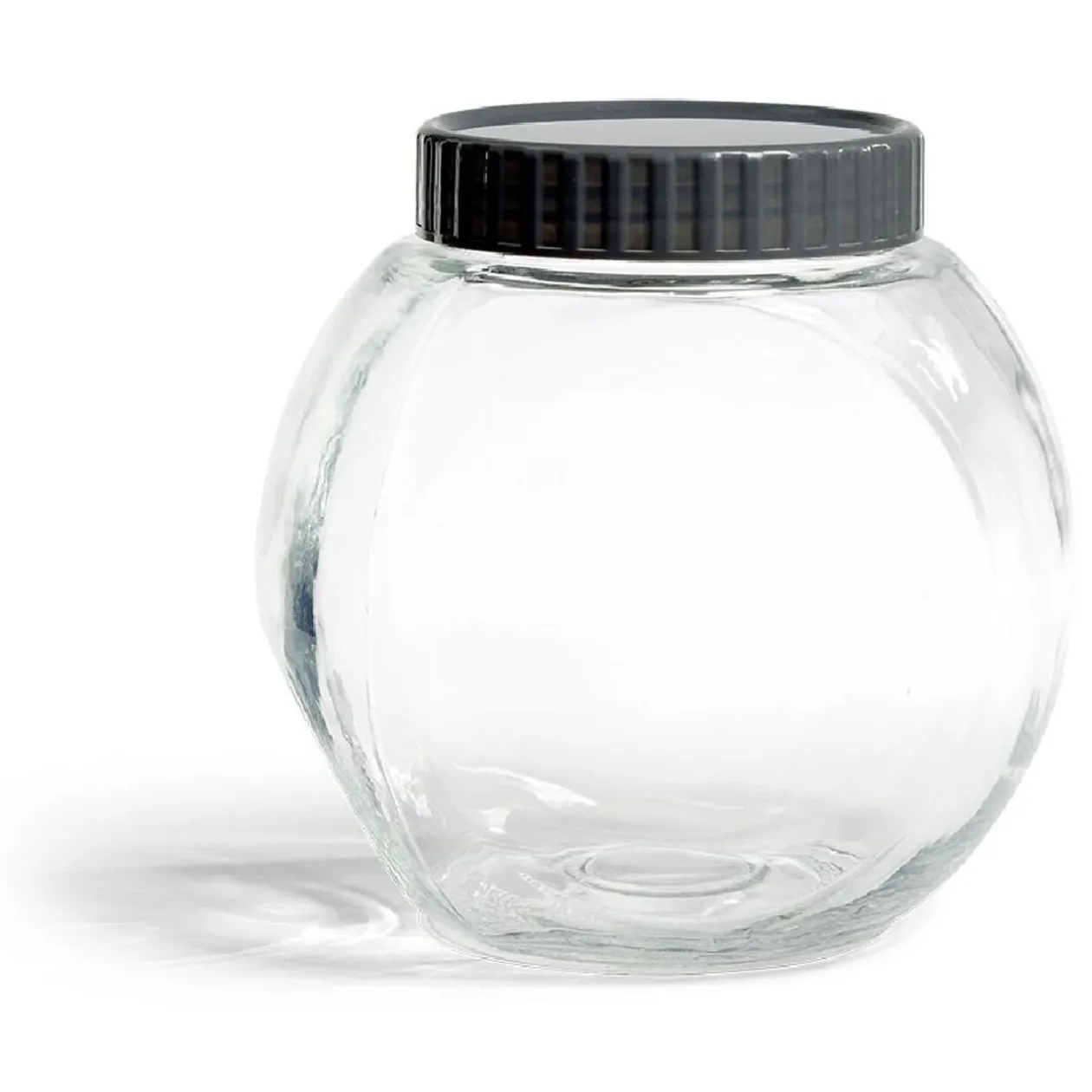 Pot en verre transparent avec couvercle plastique - 17,5x12,5xH.17cm