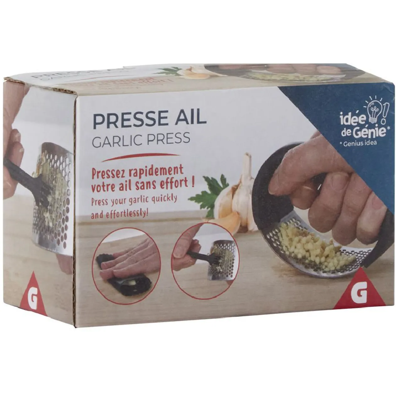 Presse ail en inox avec brosse de nettoyage