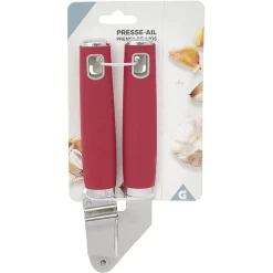 Presse ail inox rouge et gris