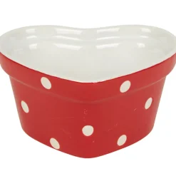 Ramequin coeur rouge à pois blancs
