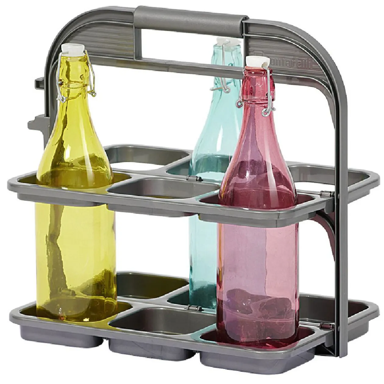 Range bouteille pliable gris 6 emplacements