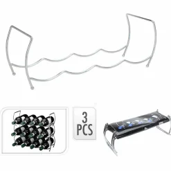 Range bouteilles empilable12 compartiments métal argenté