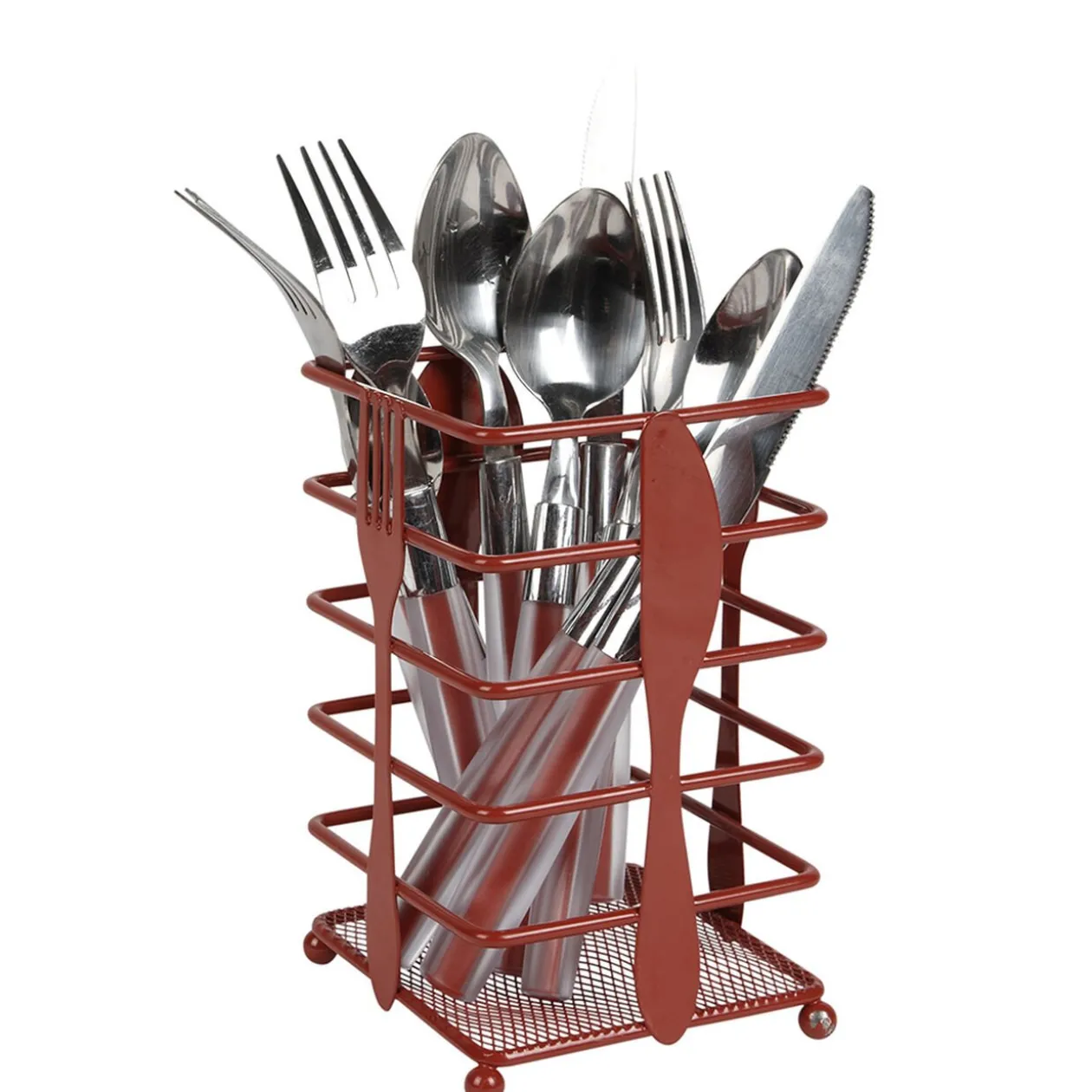 Range couvert métal design cuillère fourchette couteau 10x10xH16,5cm