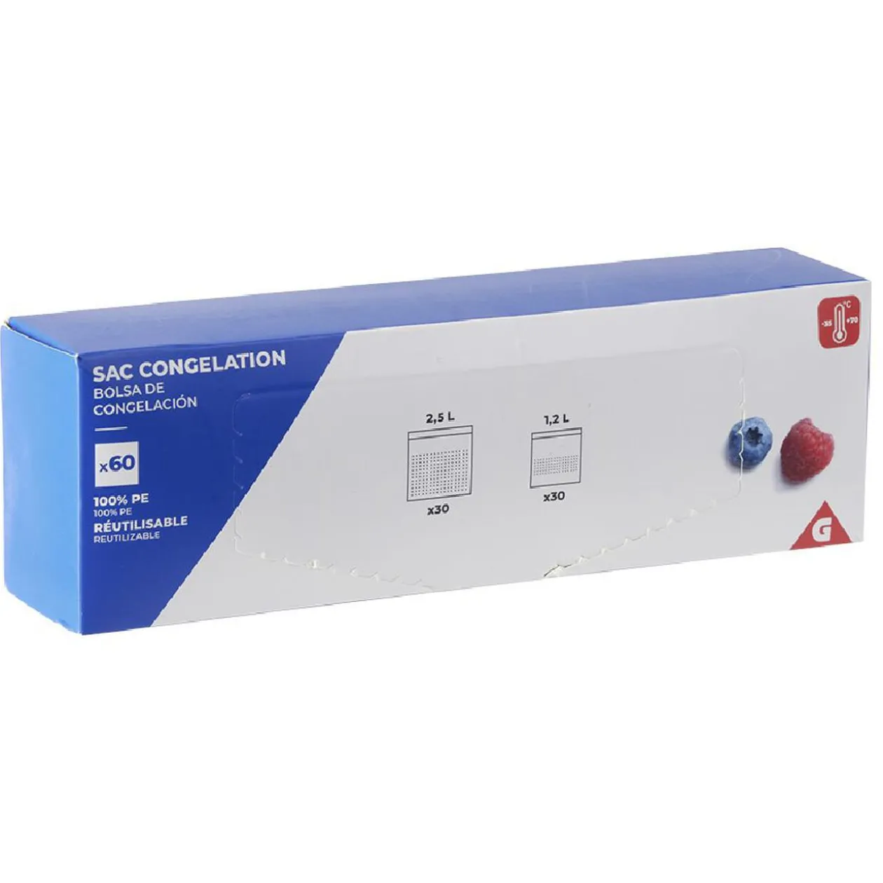 Sac de congélation réutilisable x60