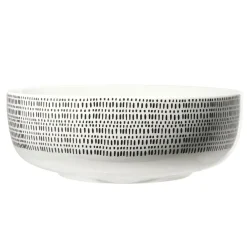 Saladier bas en porcelaine intérieur uni, extérieur décoré Ø23xH8cm