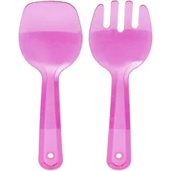 Saladier en plastique coloré avec couverts de service