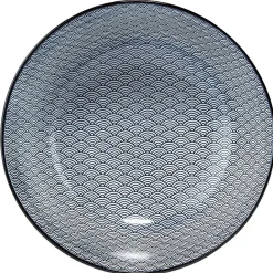 Saladier en porcelaine décor blanc et bleu