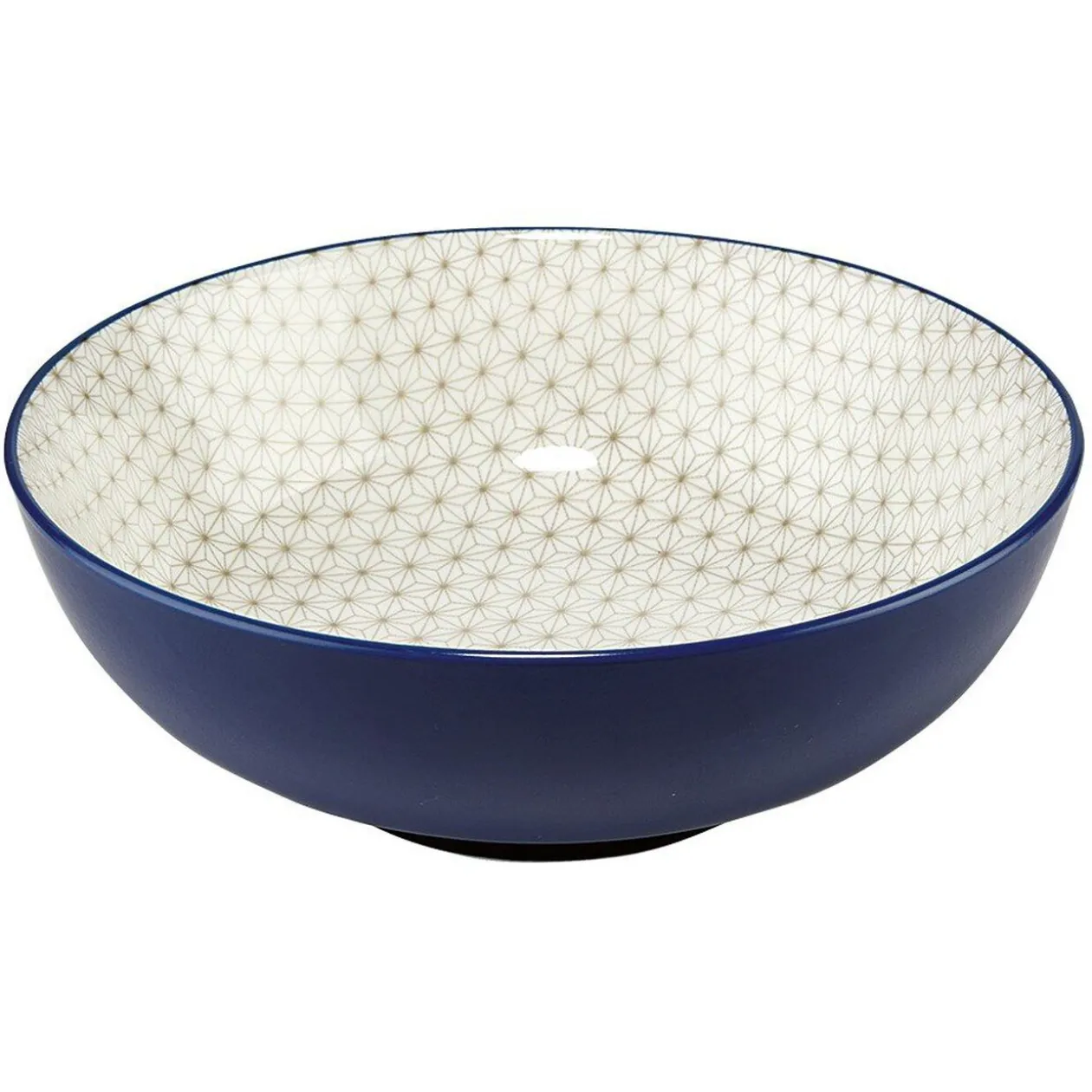 Saladier en porcelaine décor blanc et bleu