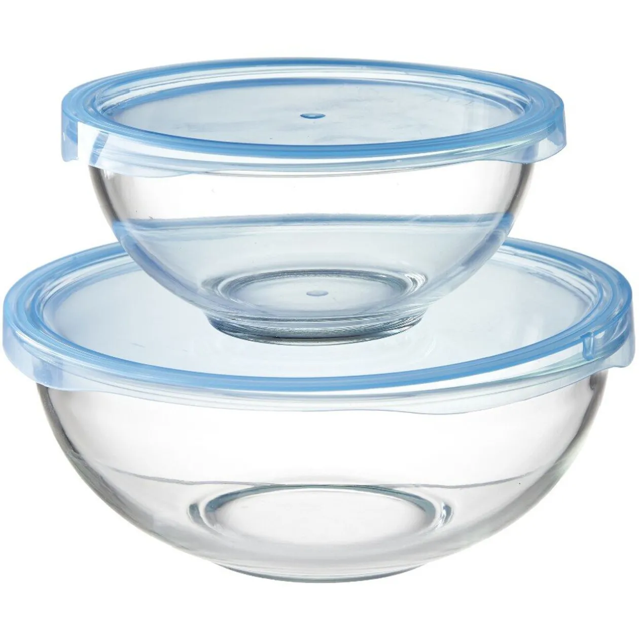 Saladier en verre avec couvercle x 2