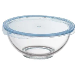 Saladier en verre avec couvercle x 2