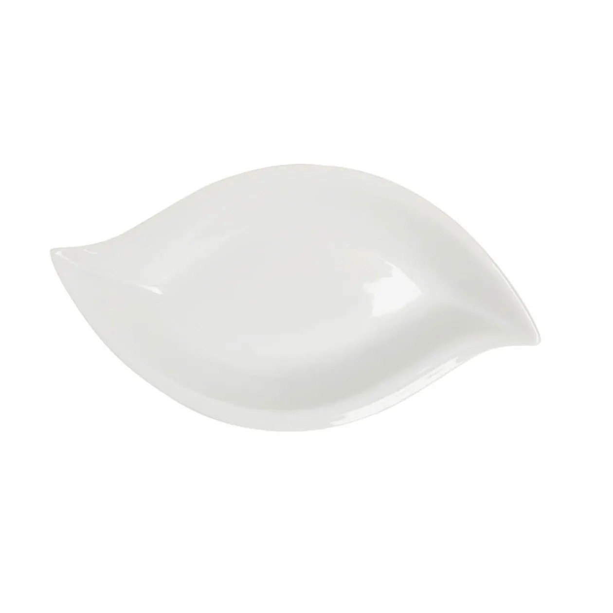 Saladier forme feuille porcelaine uni blanc