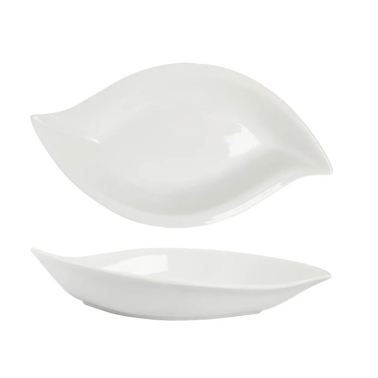 Saladier forme feuille porcelaine uni blanc