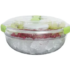 Saladier fraîcheur multicompartiments transparent et vert