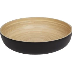 Saladier noir en bambou forme ronde
