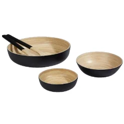 Saladier noir en bambou forme ronde