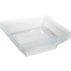 Saladier plastique carré transparent 22x22xH6,2 cm x12