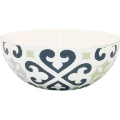 Saladier rond motif carreau de ciment gris et blanc