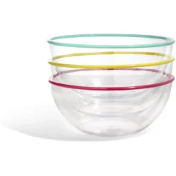 Saladier transparent au bord coloré