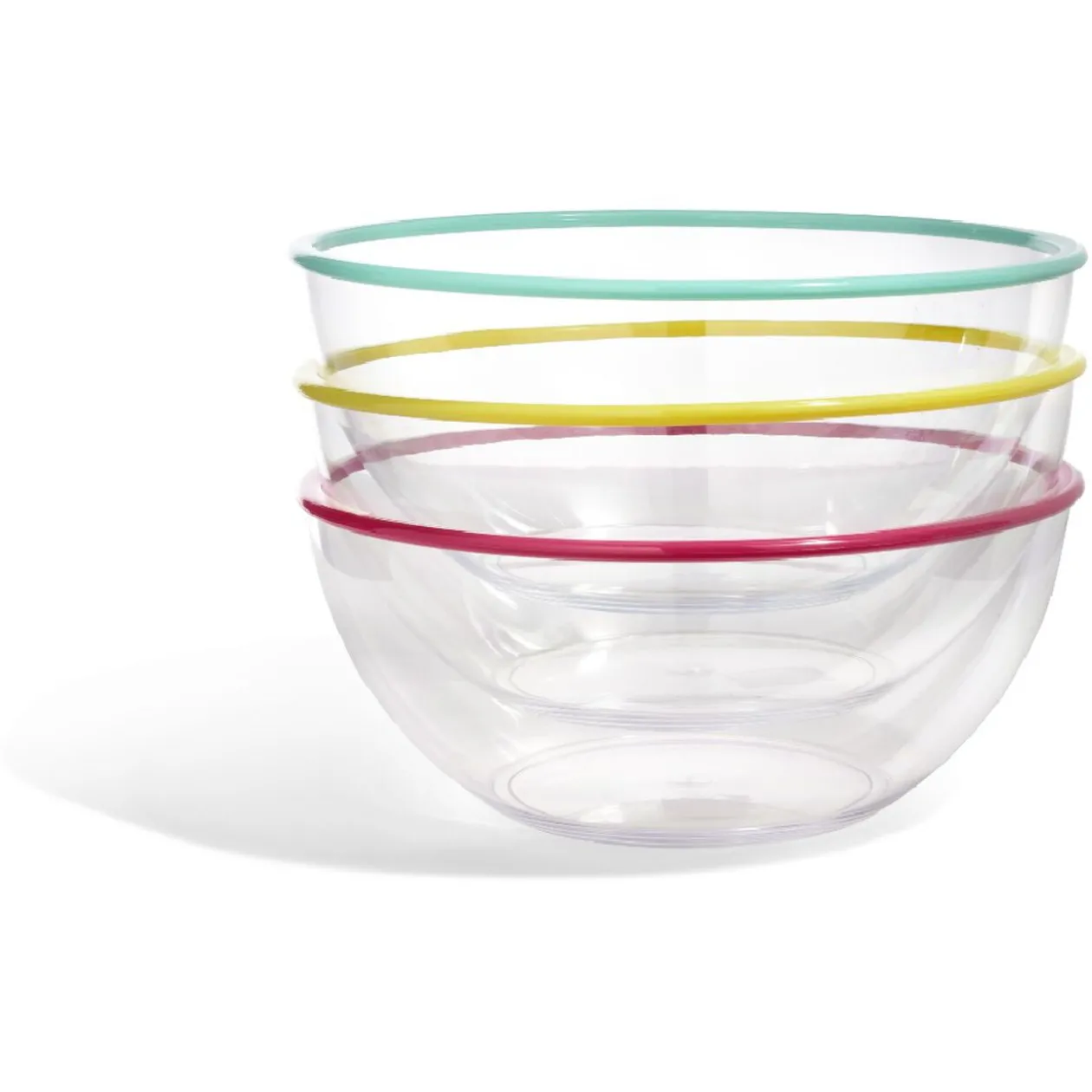 Saladier transparent au bord coloré