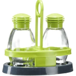 Salière et poivrière avec support