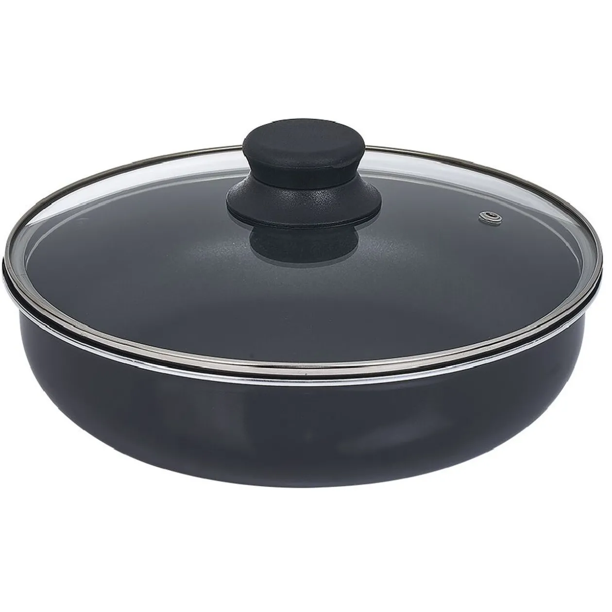 Sauteuse aluminium noir avec couvercle verre et poignée amovible Ø24cm