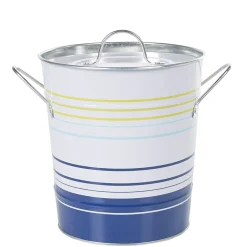 Seau à glaçons blanc rayure bleu jaune