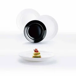 Service à vaisselle 18 pièces bicolore blanc noir