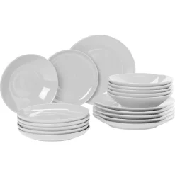 Service à vaisselle blanc en faïence 18 pièces