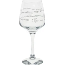 Service à verre transparent avec inscriptions phrases x12