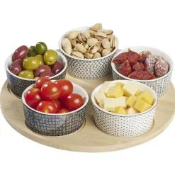 Service apéritif 5 coupelles avec plateau en bambou