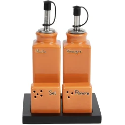 Service condiment en céramique + support