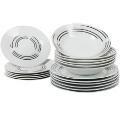 Service de table assiettes motif lignes
