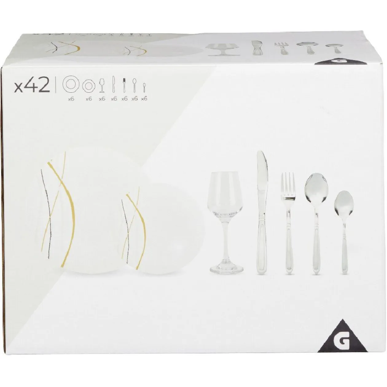 Service de table motif doré argenté pour 6 personnes