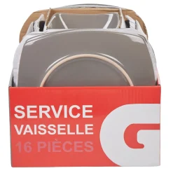 Service vaisselle 16 pièces gris