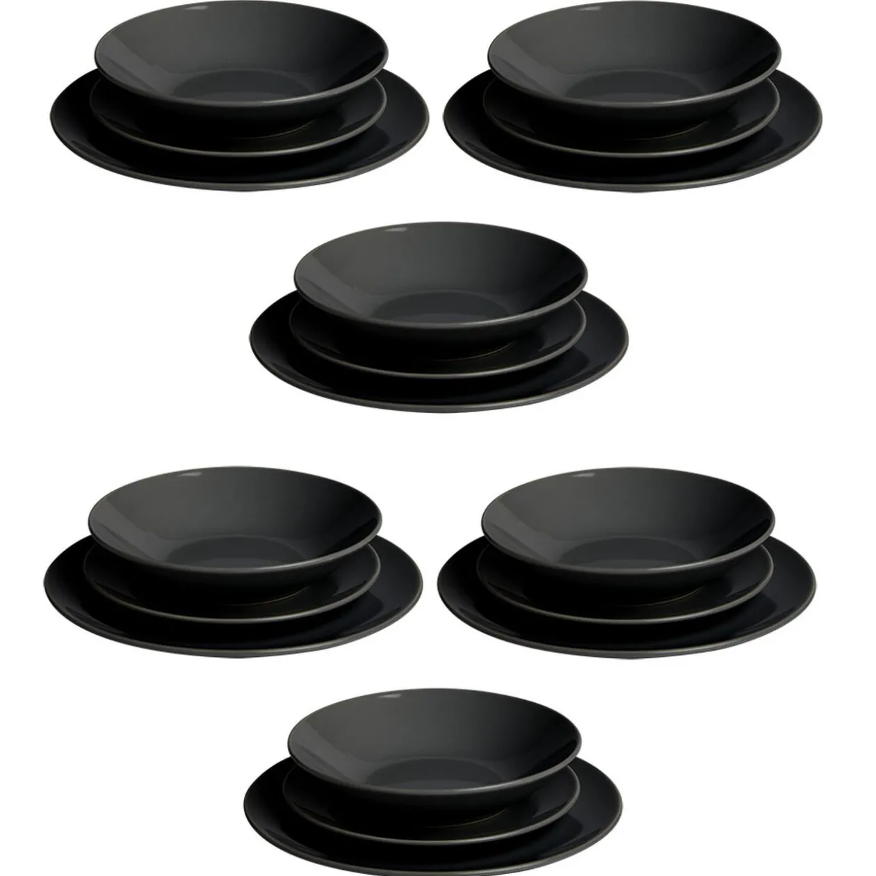 Service vaisselle 18 pièces céramique noir