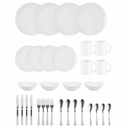 Service vaisselle blanc complet 32 pièces