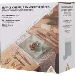 Service vaisselle carré 18 pièces