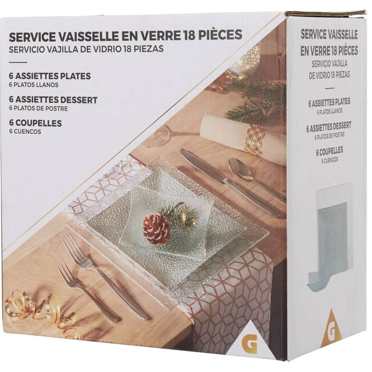 Service vaisselle carré 18 pièces