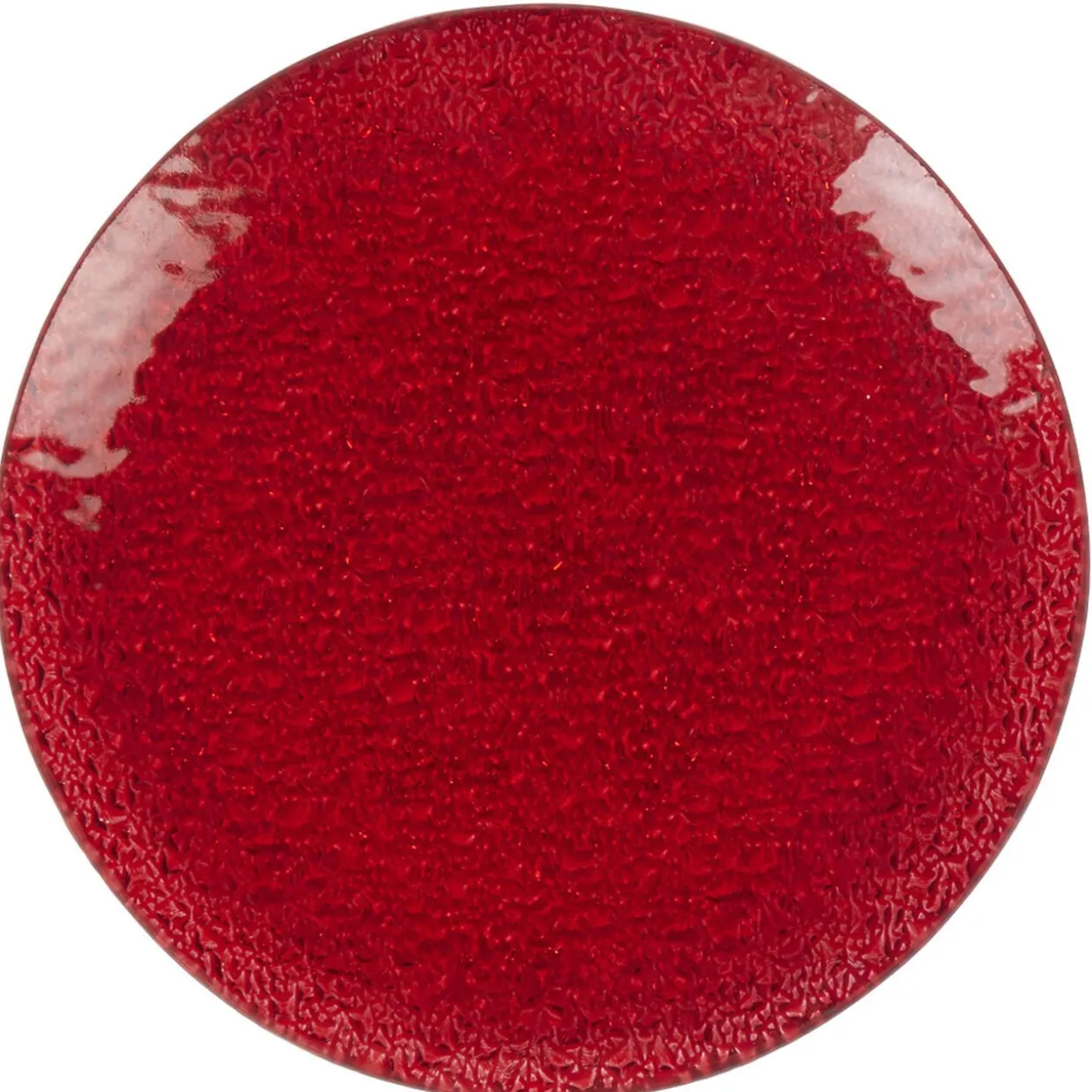Service vaisselle rond en verre rouge transparent 18 pièces