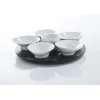 Set apéritif plateau tournant 6 coupelles noir et blanc