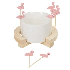 Set apéritif Aloha coupelle et pique flamant rose x 8