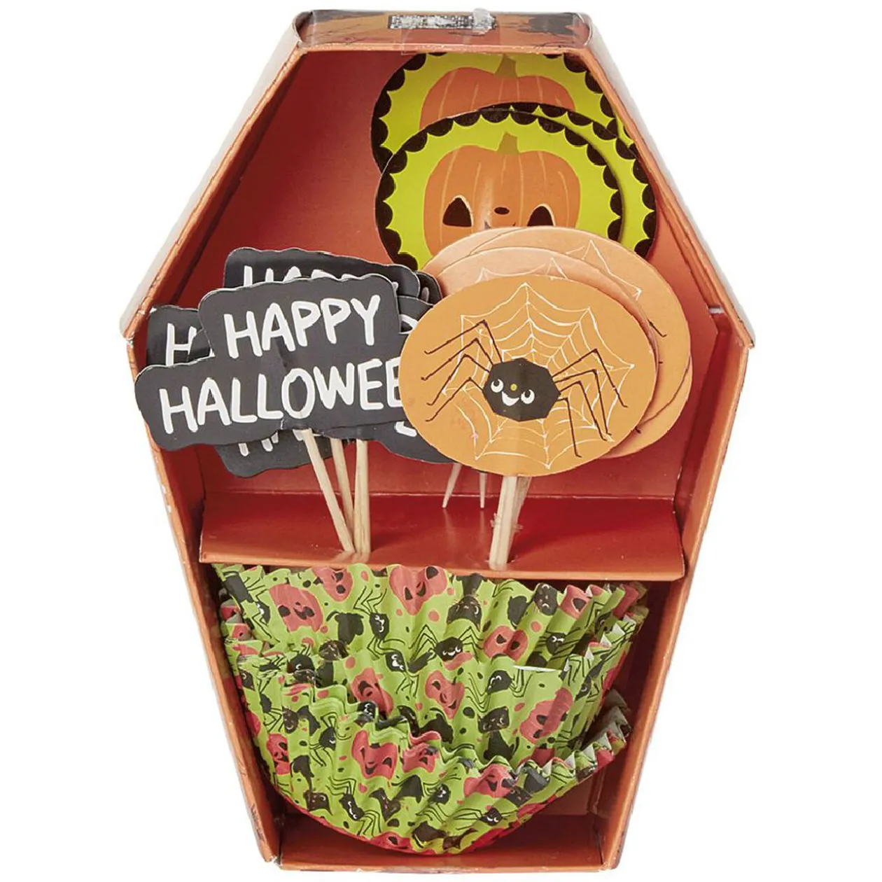 Set de caissettes à muffin + piques décor Halloween - 24 pièces
