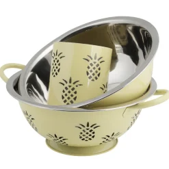 Set passoire, saladier, porte-ustensiles vert design ananas