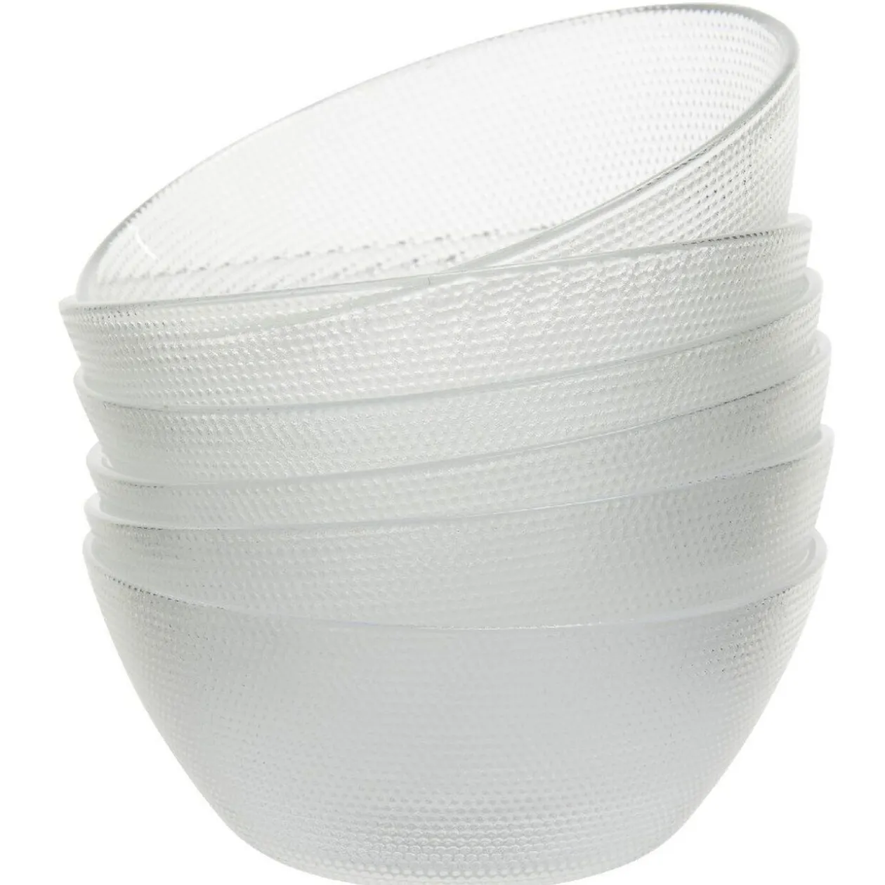 Set saladier avec coupelles x6 verre transparent martelé