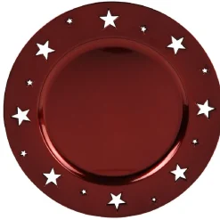 Sous assiette plastique rouge motif étoiles