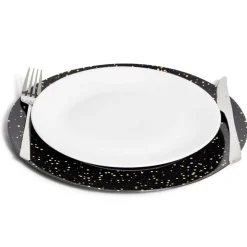 Sous assiette ronde noir et doré Ø33cm