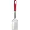 Spatule ajourée en inox avec manche en polypropylène rouge