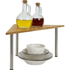 Étagère 2 niveaux en bambou 33x33xH20cm