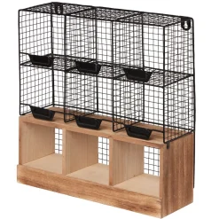 Étagère de cuisine 6 casiers pour épices noir naturel